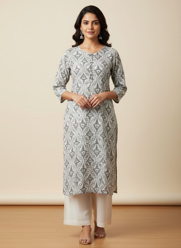 Elegant Urshaa Grey Patterned Kurta