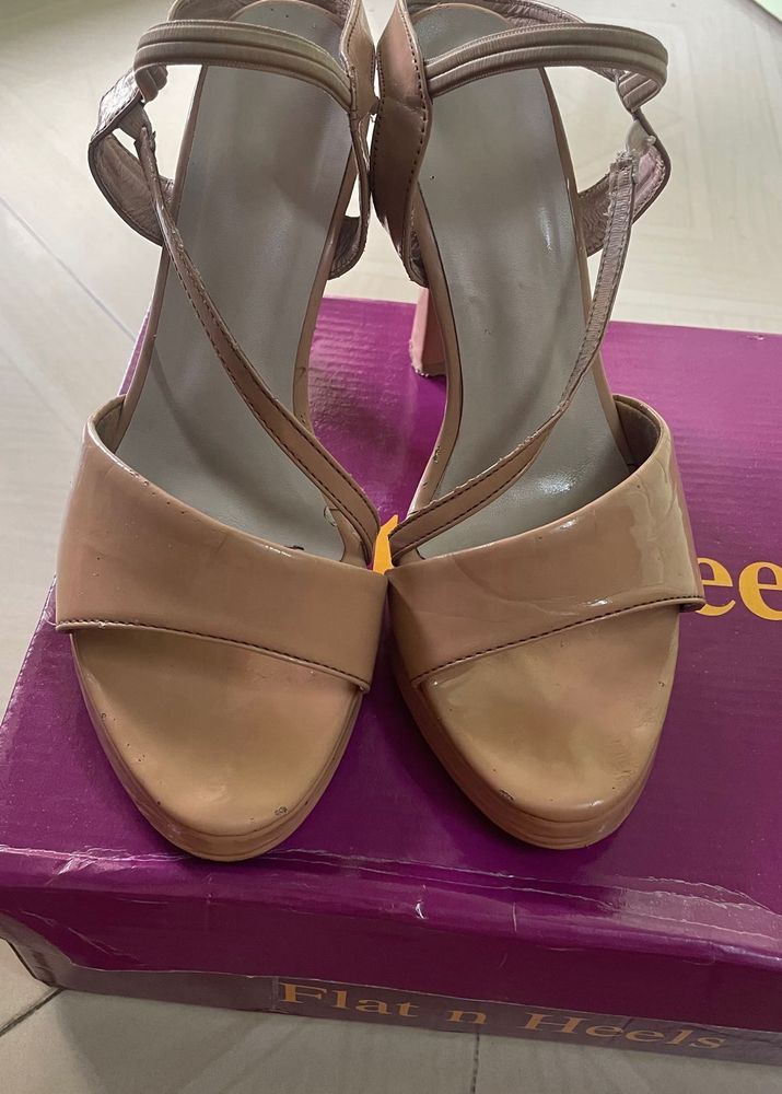 Stylish Beige Strappy Heels