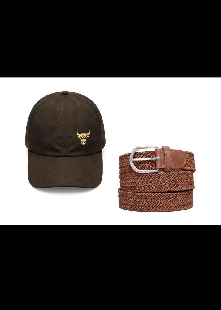 Chicago Bull Cap &amp; Woven Belt COMBO