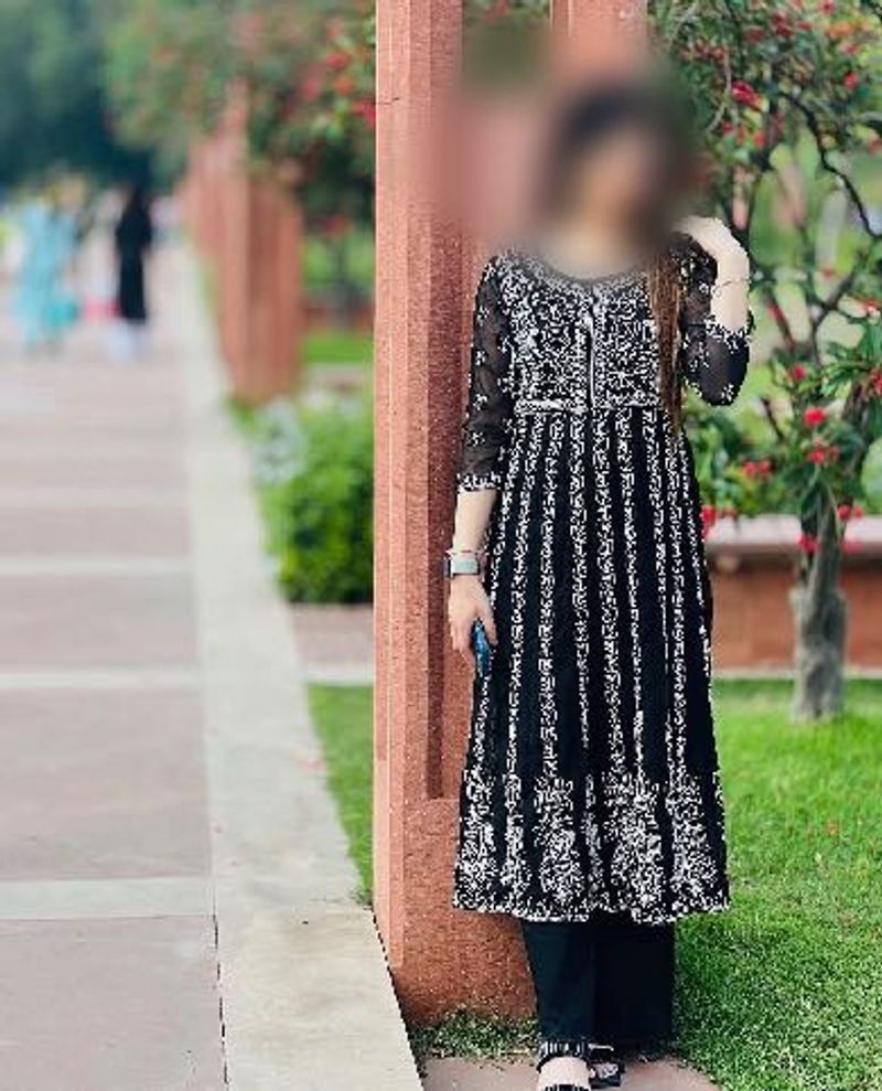 Elegant Black &amp; White Embroidered Kurta Set