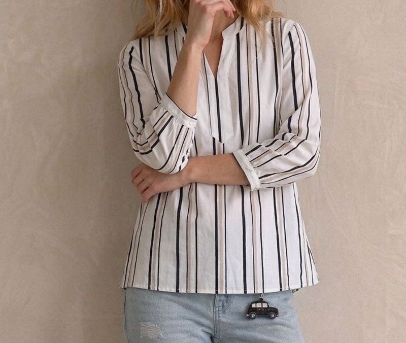 Striped V-Neck Tunic Top