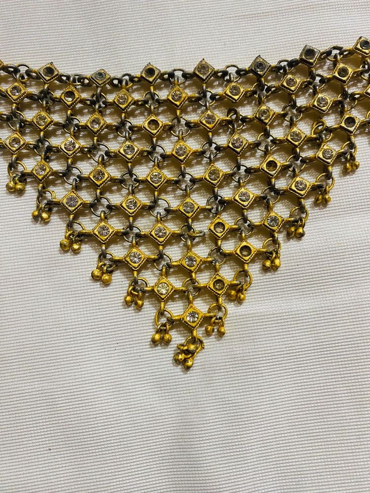 Statement Gold &amp; Crystal Necklace