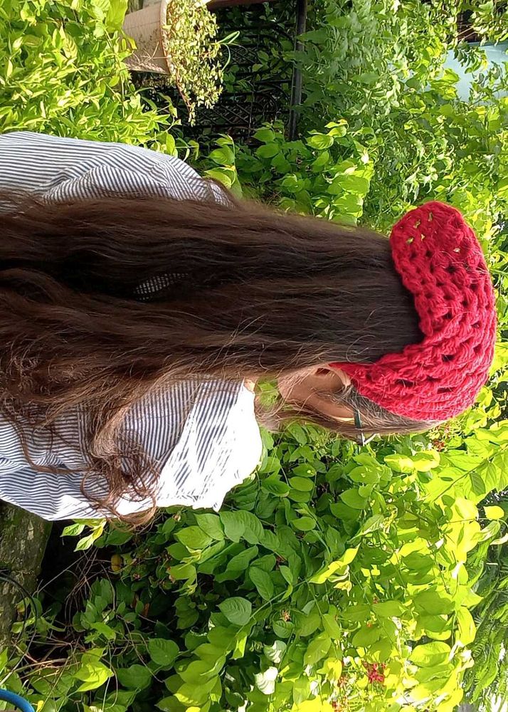 Handmade Crochet Red Headband
