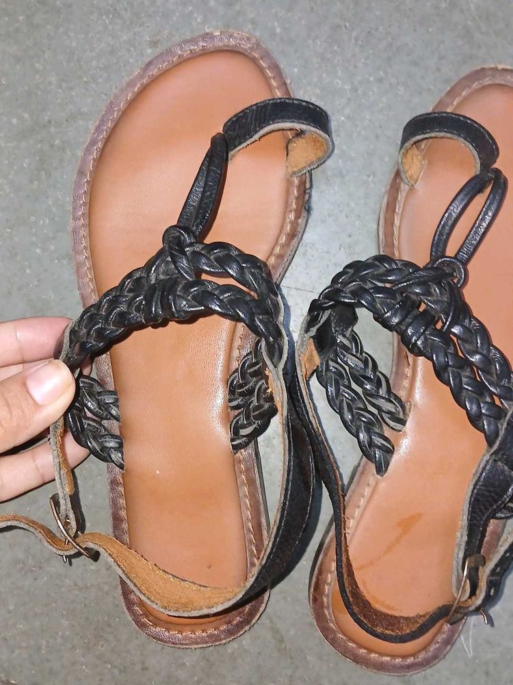 Combo Of Braided Leather Sandals &amp; Original CROCS