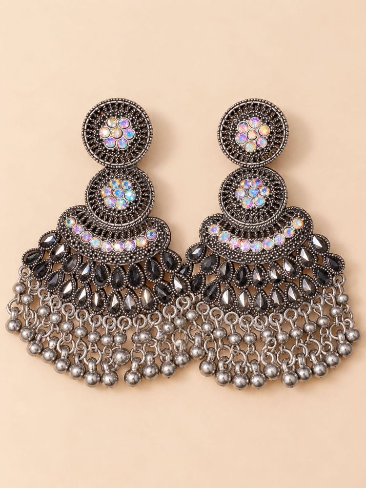 Bohemian Dangle Earrings with Rhinestones