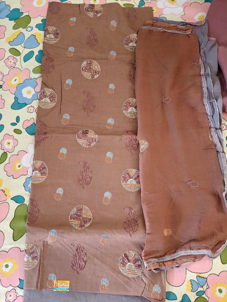 Elegant Brown Kurta Suit Set dress material