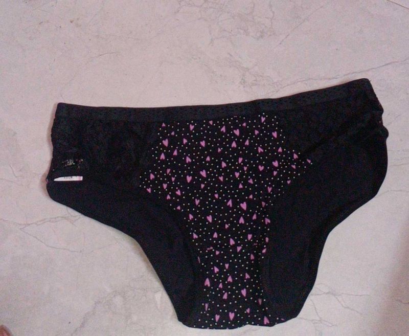 Cute Black Heart Print Briefs
