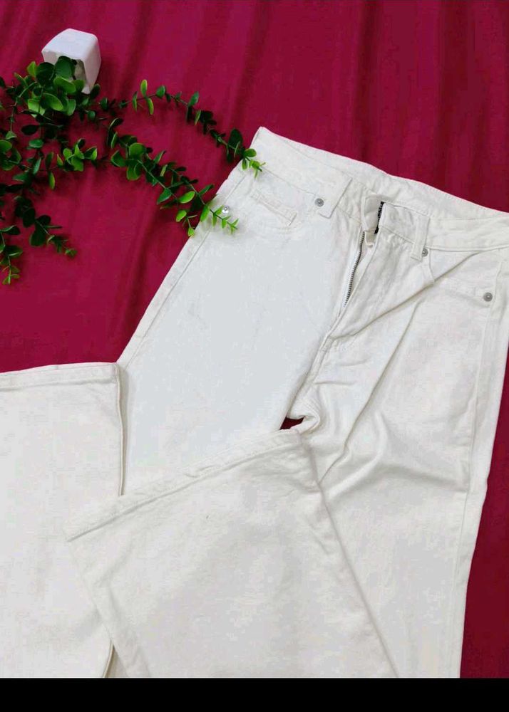 off white Wide Leg Jeans
