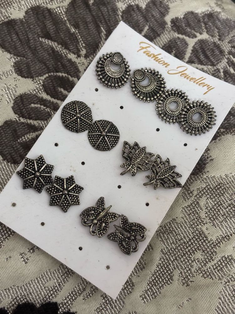 6 Oxidised Earrings Set