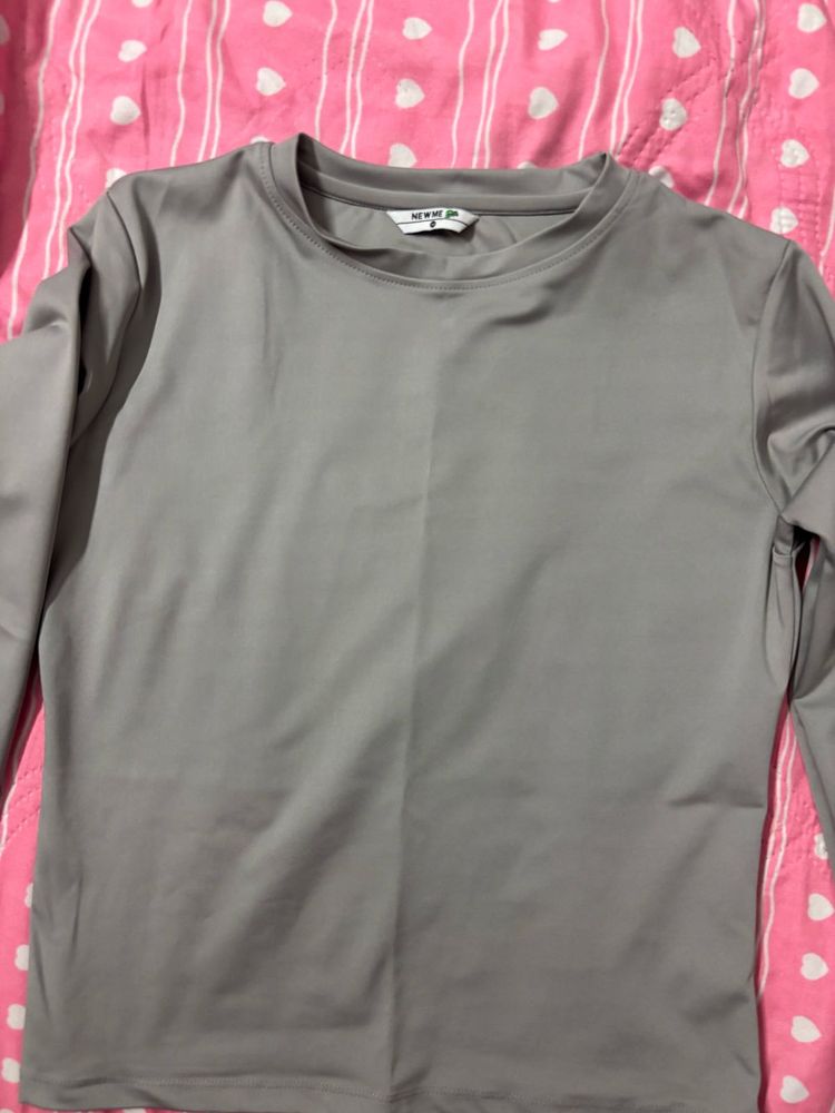 Simple Grey Long Sleeve Top