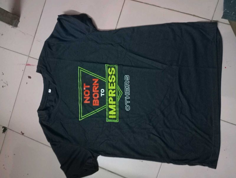 blue t shirt. Graphic Tee "Not Born To Impress"