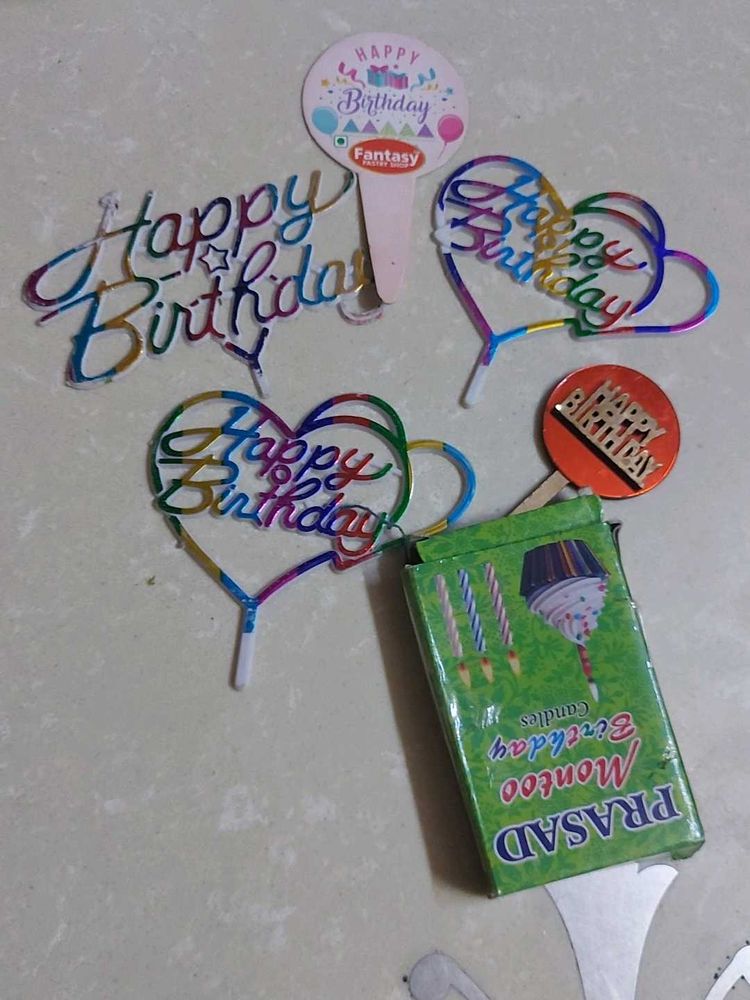 Birthday Cake Toppers &amp; Candles Combo