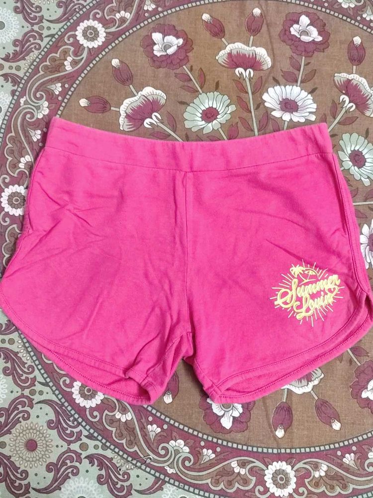 Pink Summer Print Shorts