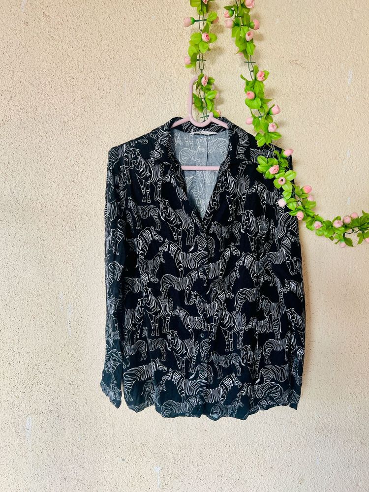Black &amp; White Zebra Print Blouse