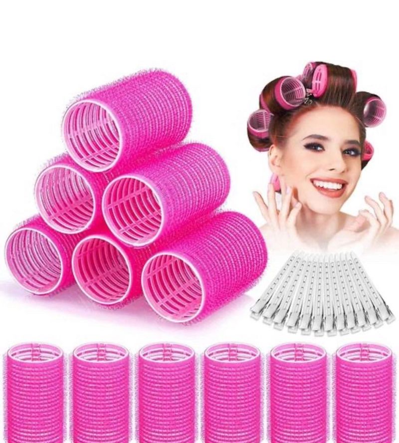 Pink Self-Grip Hair Rollers