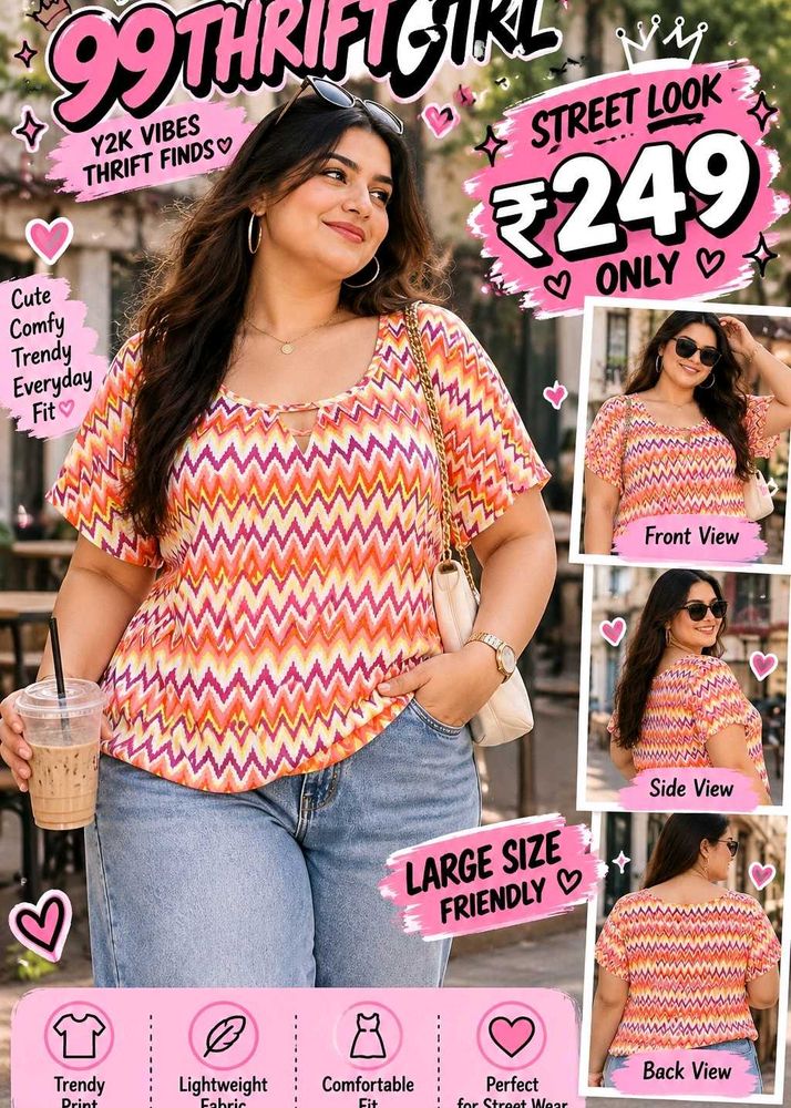 Chic Chevron Print Top 40"-42" Size L-XL