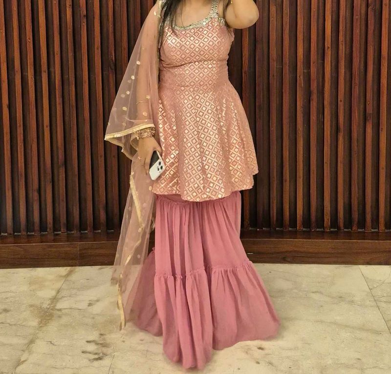 Pink sharara Suit with dupatta