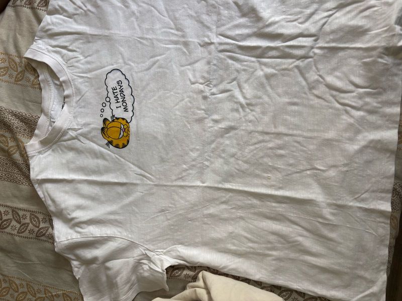 White Garfield "I Hate Mondays" T-Shirt