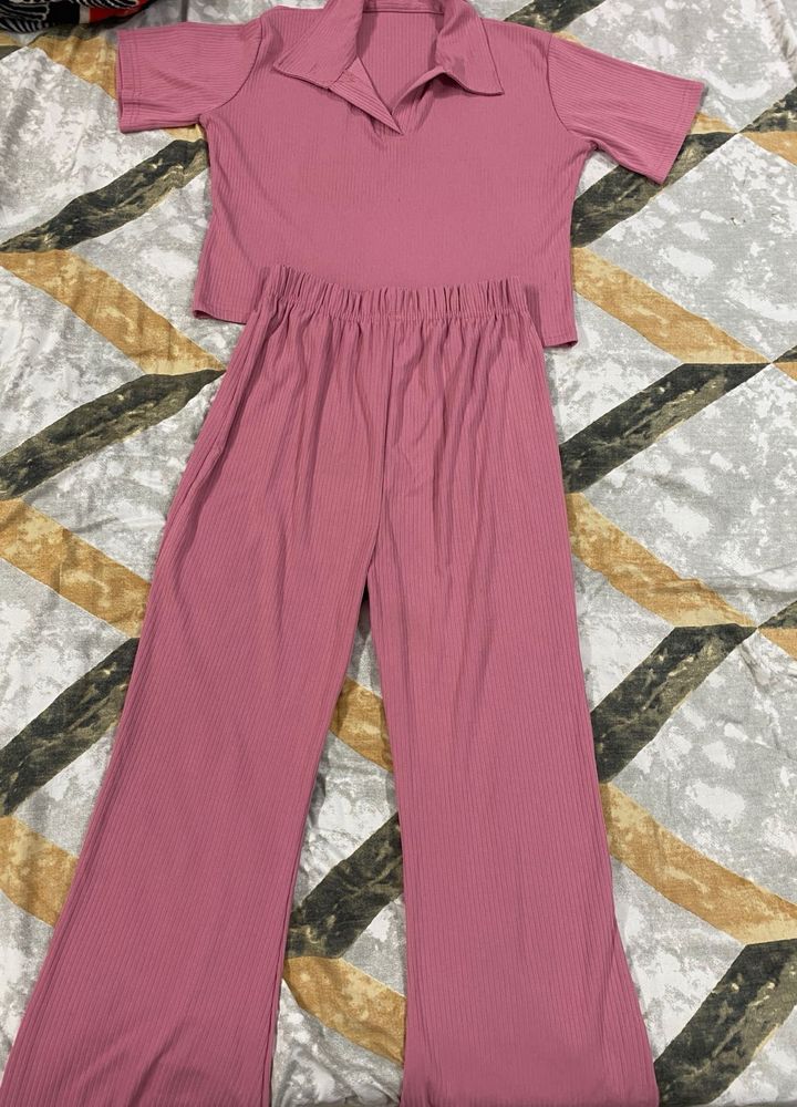 Pink Ribbed Co-ord Set