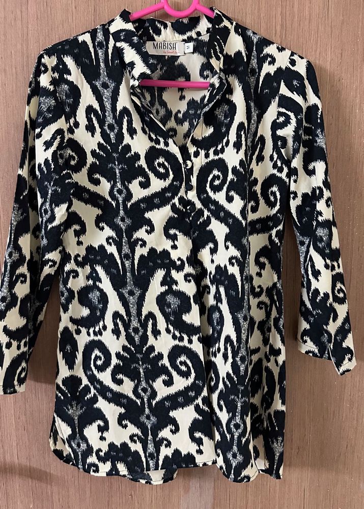 Black &amp; White Printed Kurta