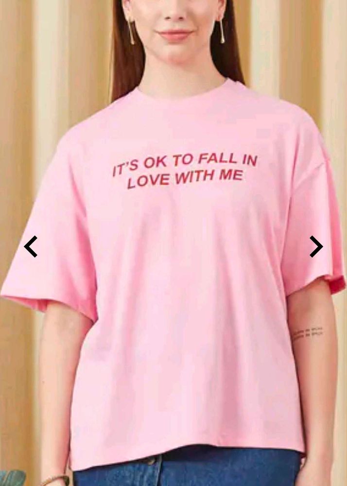 Pink Graphic T-Shirt "It's Ok To Fall In Love"
