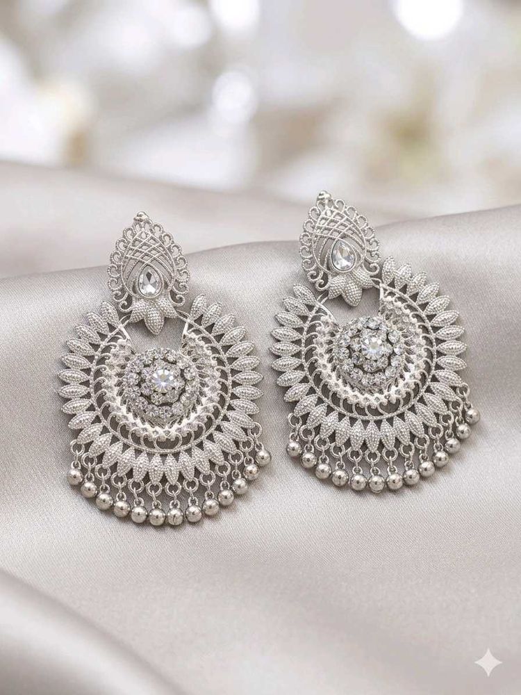 Elegant Silver Jhumka Earrings