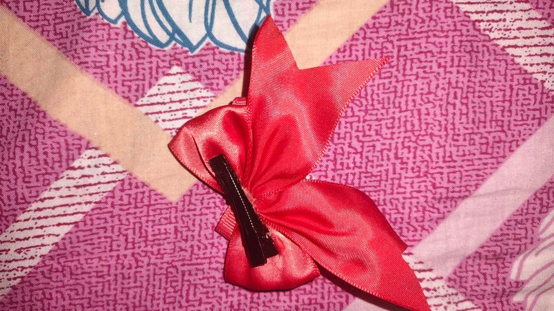 Red Satin Bow Hair Clip