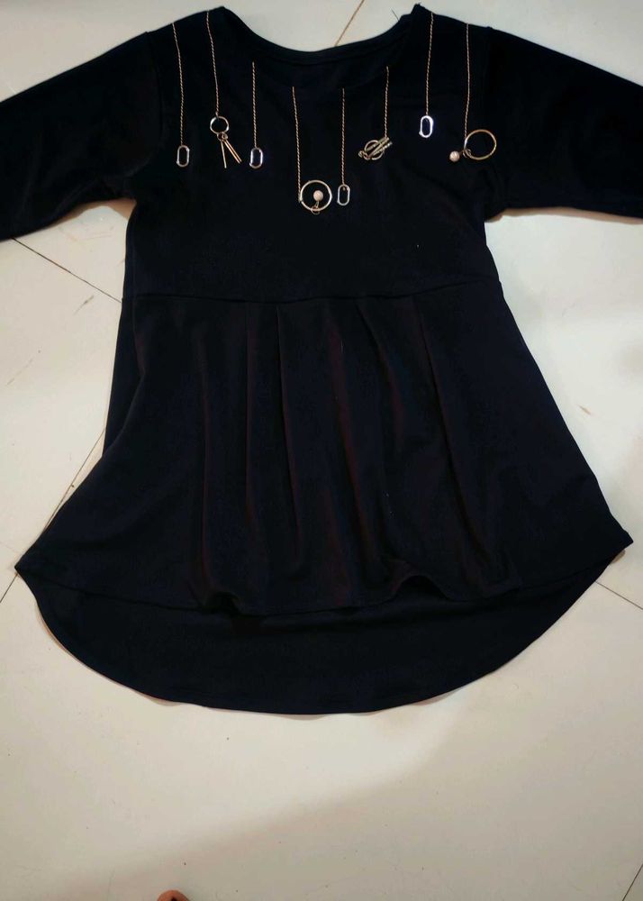 Navy Blue Dress with Embellishments