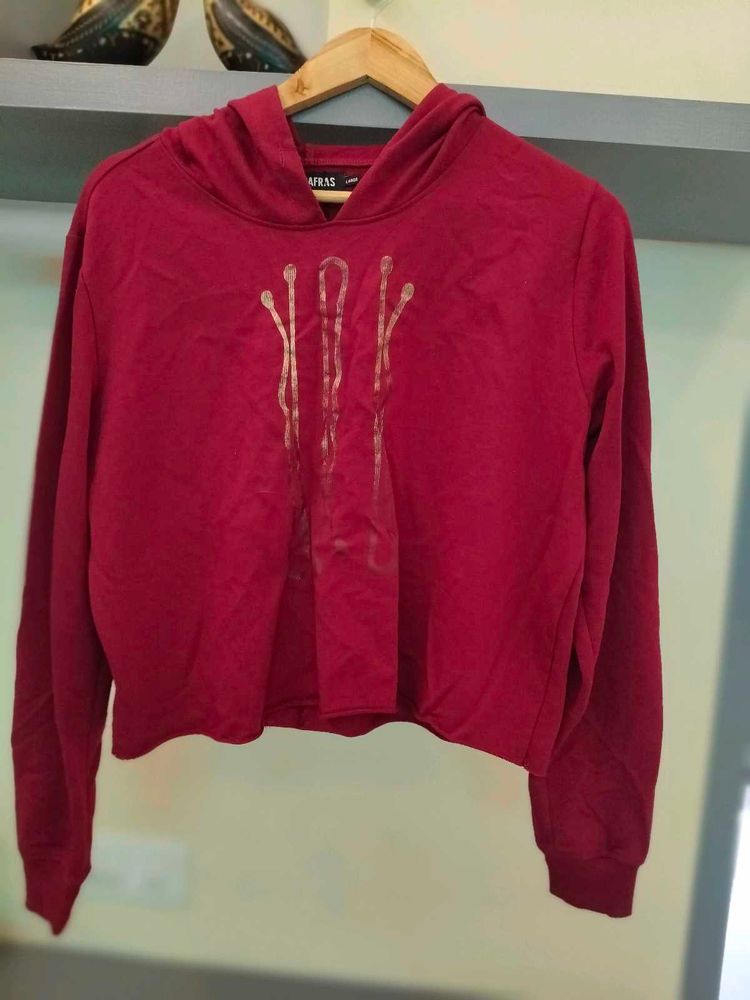 Red Cropped Hoodie