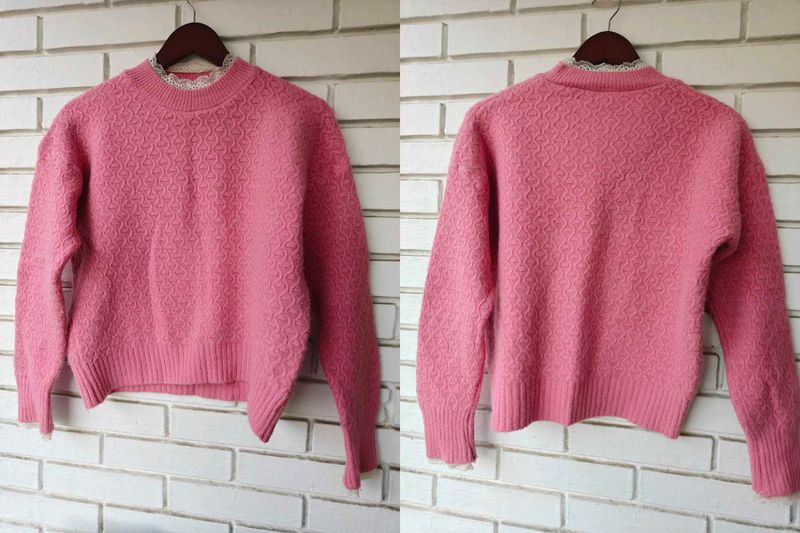Charming Pink Textured Sweater