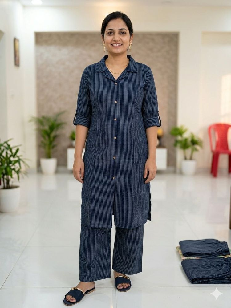 Stylish Navy Blue Kurta Set