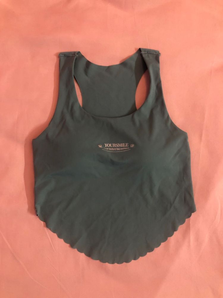 Padded sea green tank top