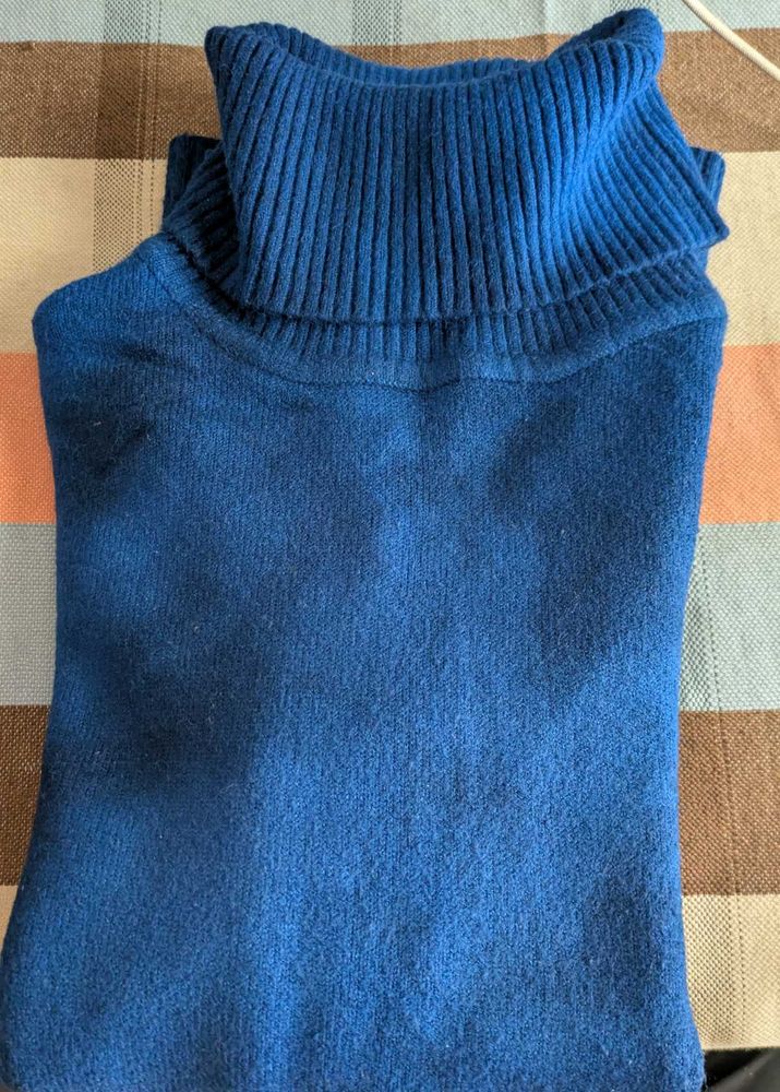 Cozy Blue Turtleneck Top