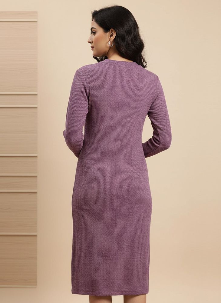Purple Long Sleeve Dress
