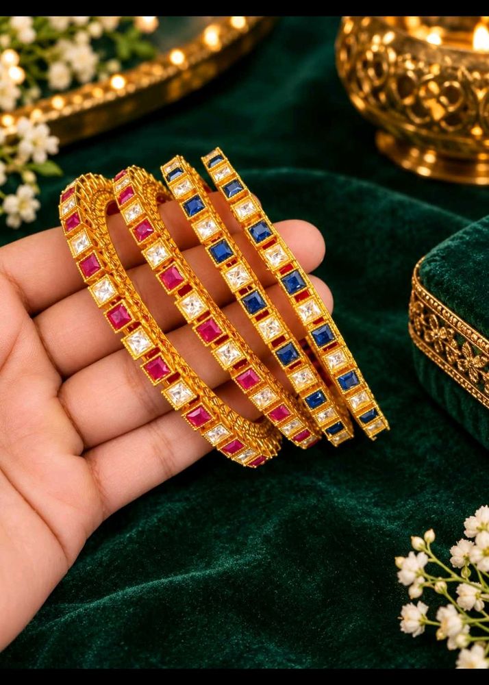 Elegant Gold-Plated Bangles Set