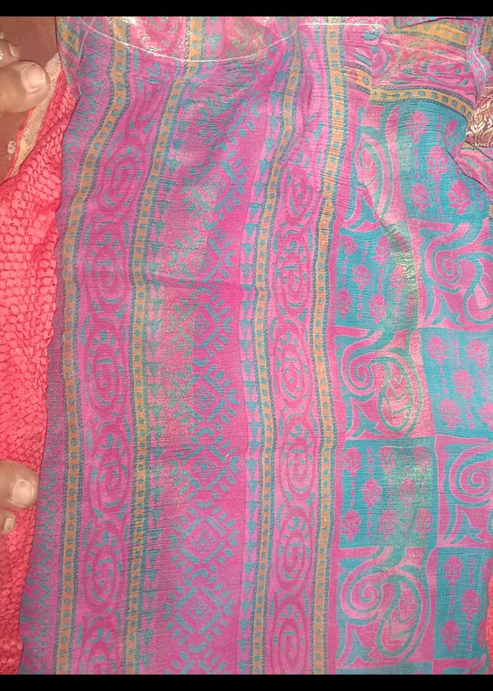 Vibrant Pink &amp; Teal Saree