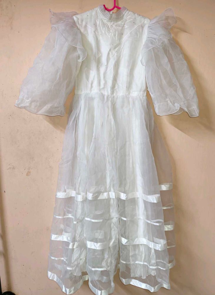 Elegant White Sheer Overlay Dress