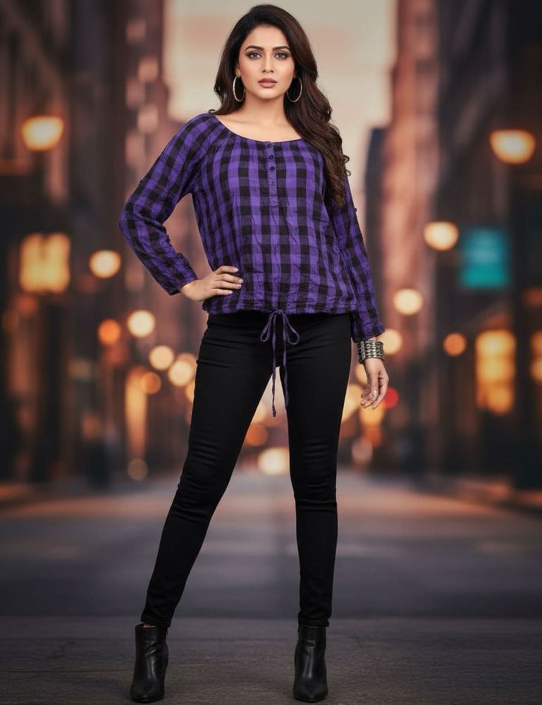 Purple Plaid Top
