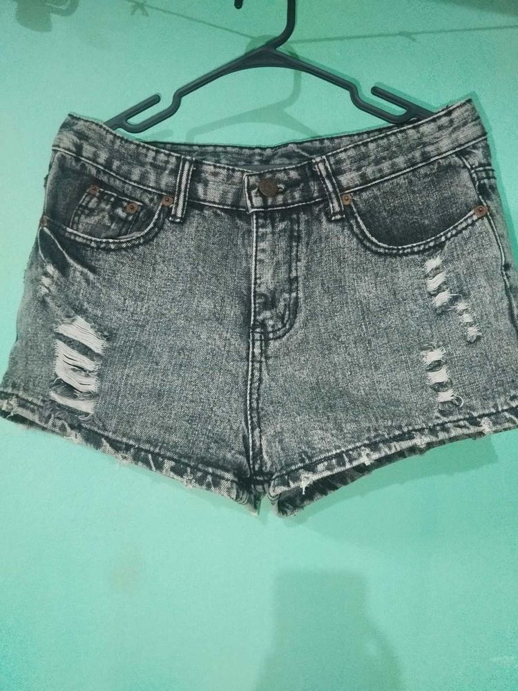 Distressed Denim Shorts