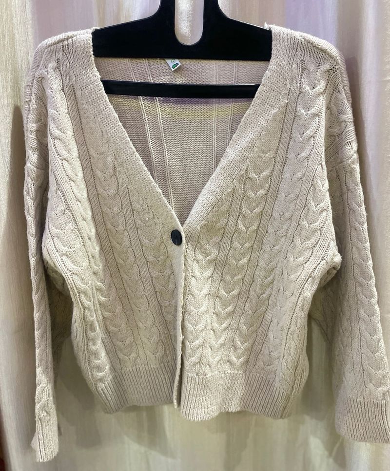 NewMe Cable Knit Cardigan Sweater