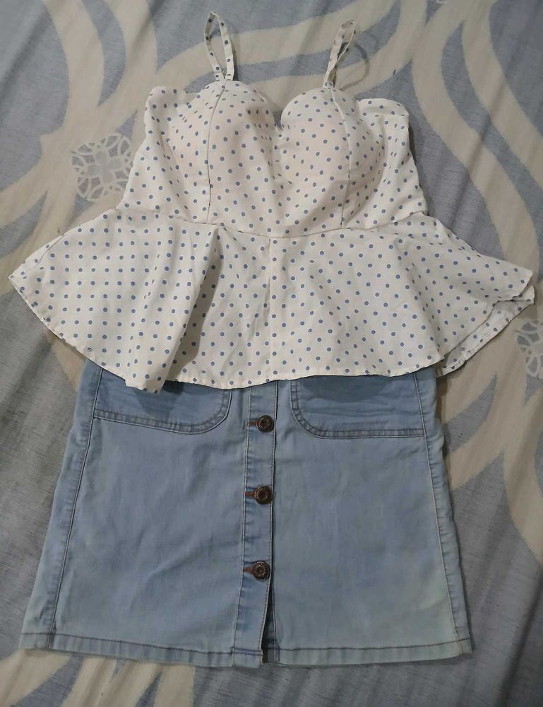 combo h&amp;m Polka Dot Top &amp; Skirt