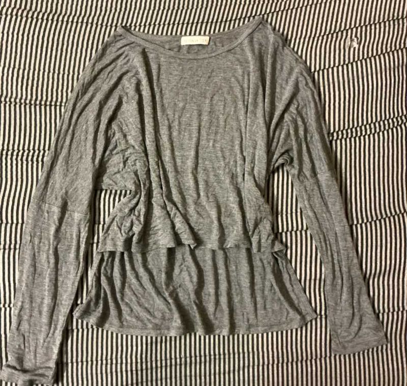 Gray Long Sleeve Top