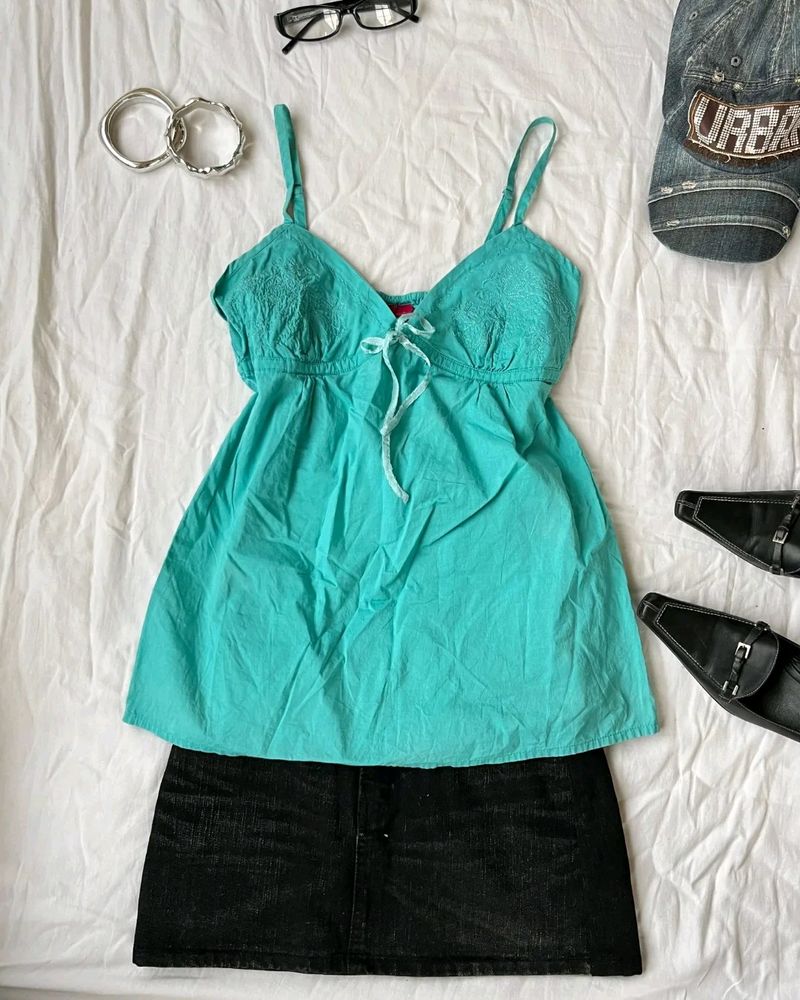 Y2k coquette ribbon top