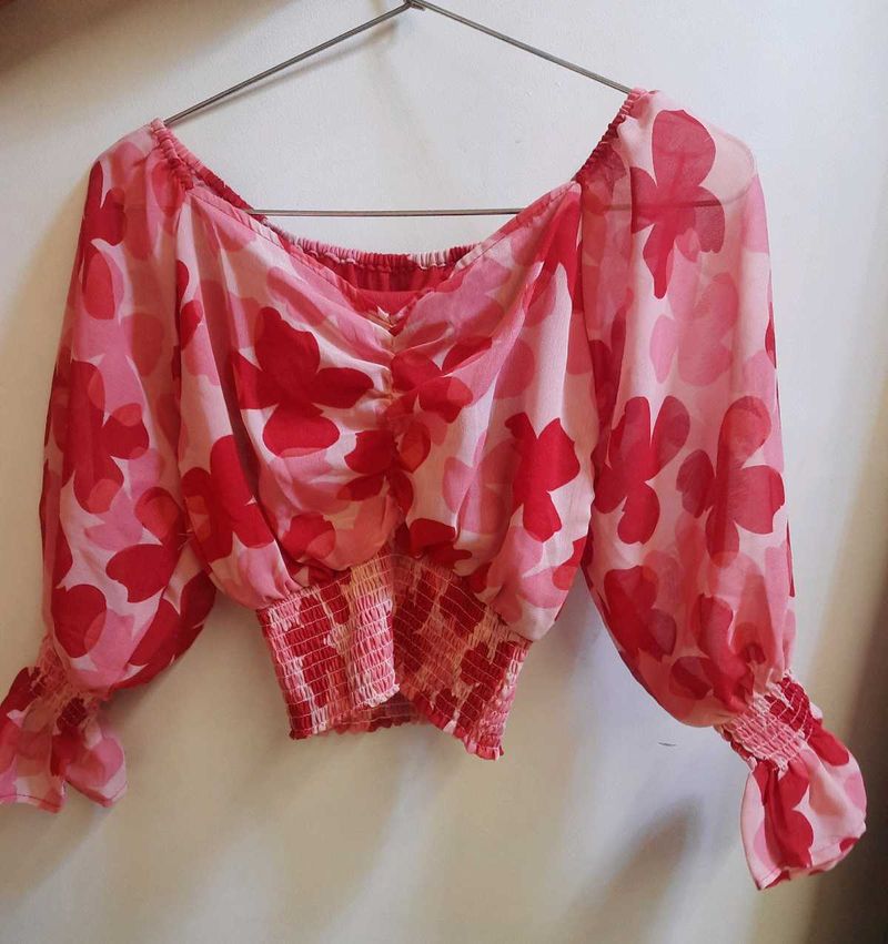 Chic Floral Puff Sleeve Blouse