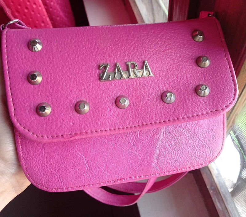Zara Pink Studded sling bag