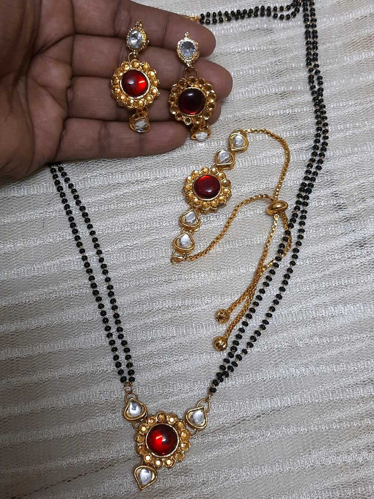 Elegant Red Stone Mangalsutra Set
