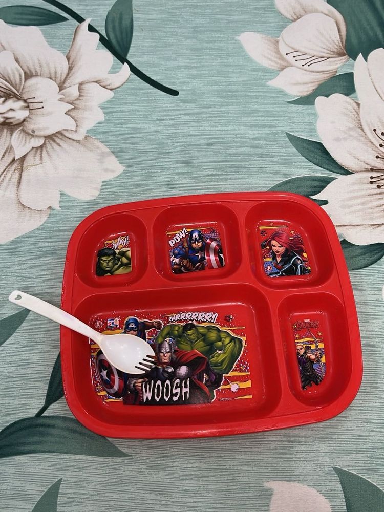 Avengers Divided Kids Meal Tray with spoon