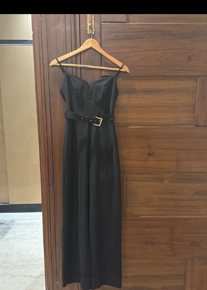 Elegant Black Belted Jumpsuit