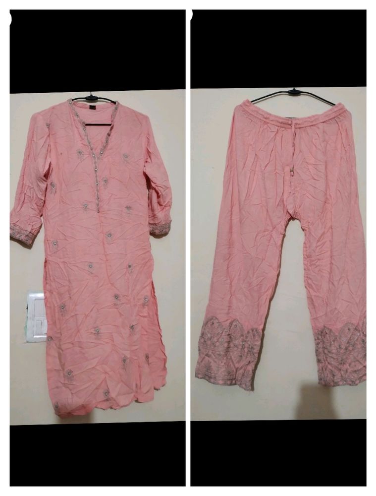 Peach Colour Kurti Plazzo Set 😍💓 Price Drop!!