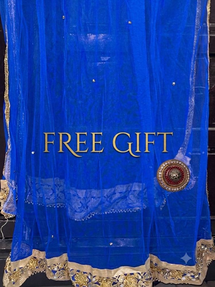 Royal Blue Net Dupatta with Free 🎁 Gift